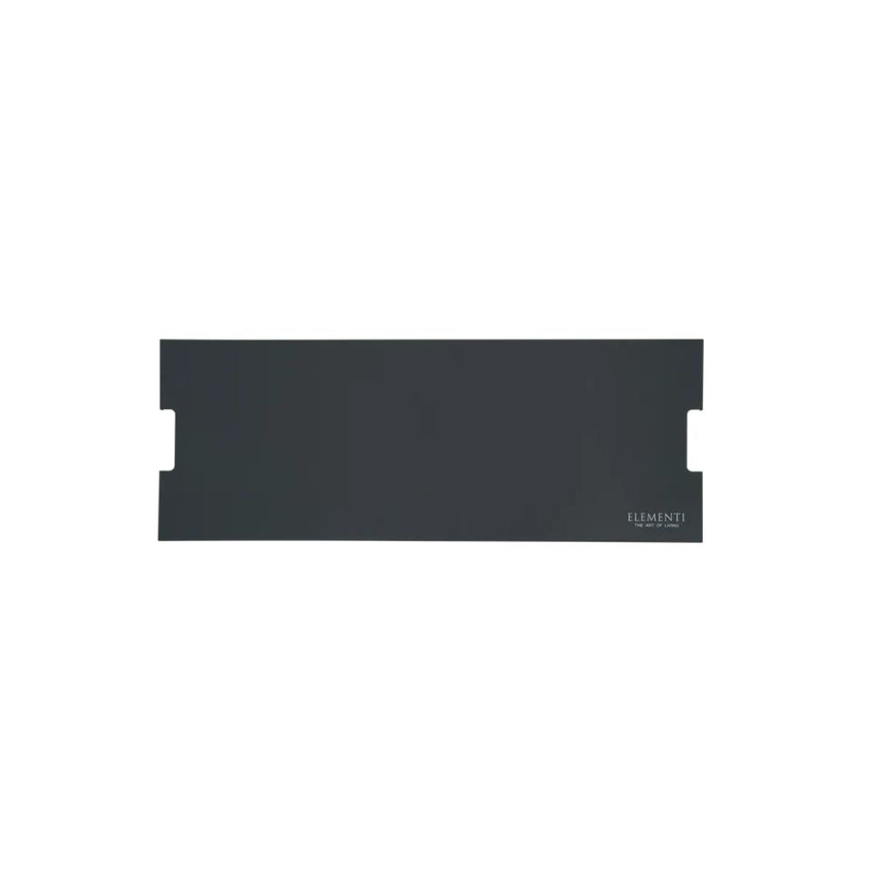A dark gray rectangular replacement panel with notched cutouts on the left and right sides, featuring a small white 'NUMEN' logo in the bottom right corner, set against a plain white background.