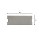 A gray rectangular panel with notched cutouts on the left and right sides, shown on a white background with dimension arrows indicating 41 inches wide by 16 inches high.
