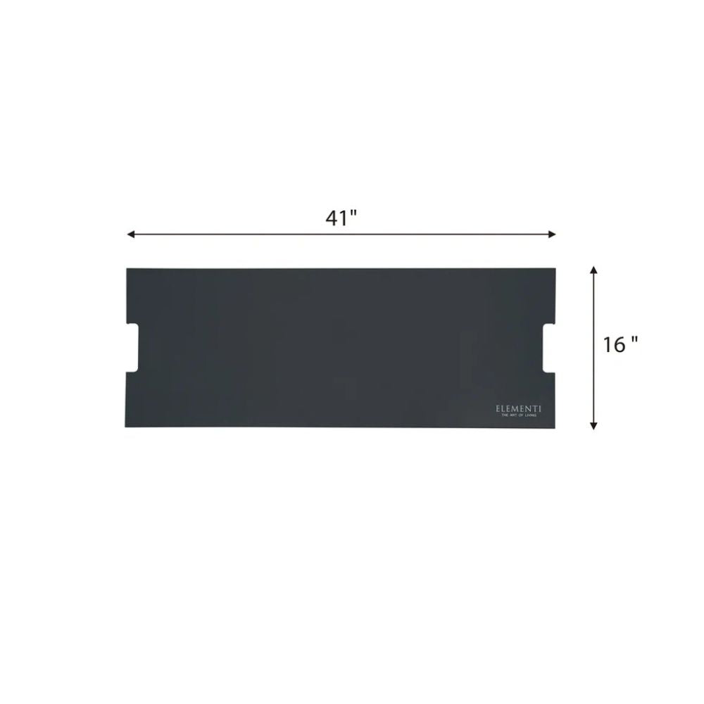 A dark charcoal gray replacement panel shown with dimension arrows indicating a width of 41 inches and a height of 16 inches on a plain white background.