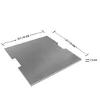 Metallic sheet with dimensions labeled on a white background