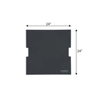 A dark charcoal square mat with two side notches, shown with dimension arrows and labels indicating 24 inches by 24 inches on a white background. The brand name ELEMENT1 is printed in the bottom right corner.