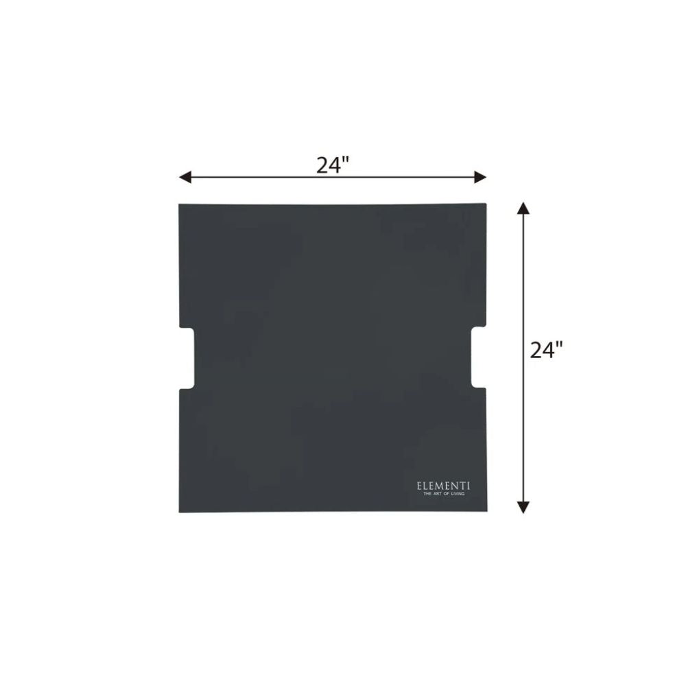 A dark charcoal square mat with two side notches, shown with dimension arrows and labels indicating 24 inches by 24 inches on a white background. The brand name ELEMENT1 is printed in the bottom right corner.