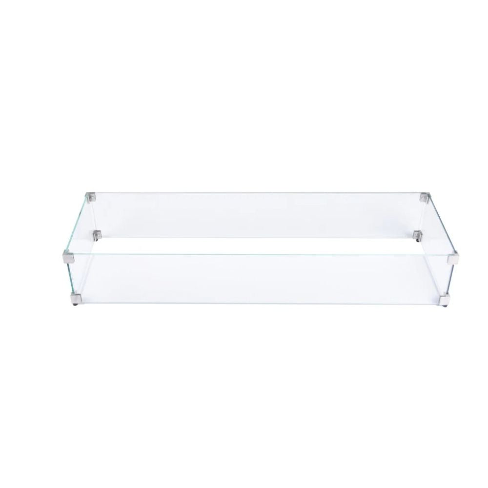 Clear glass display case on a white background