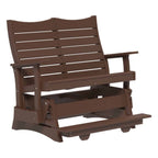 Brown wooden double chair on a white background