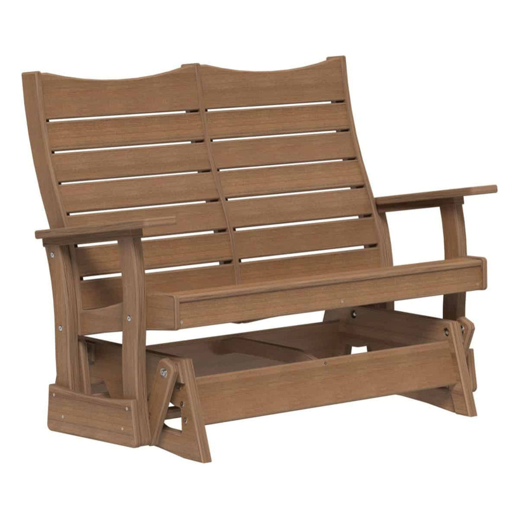 Wooden bench with slatted backrest on a white background