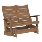 Wooden bench with slatted backrest on a white background