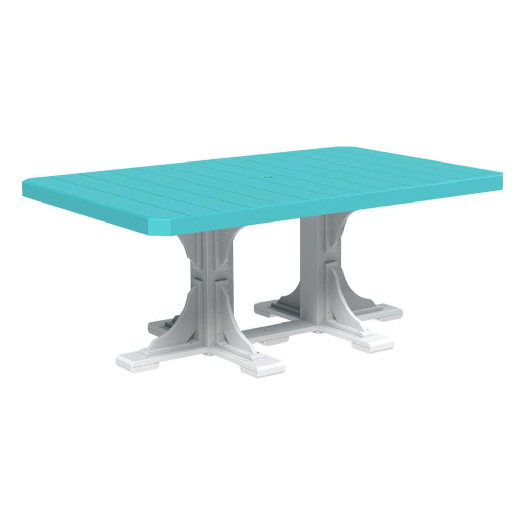 Turquoise table with gray base on a white background