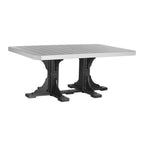 Square outdoor table with gray top and black base on a white background