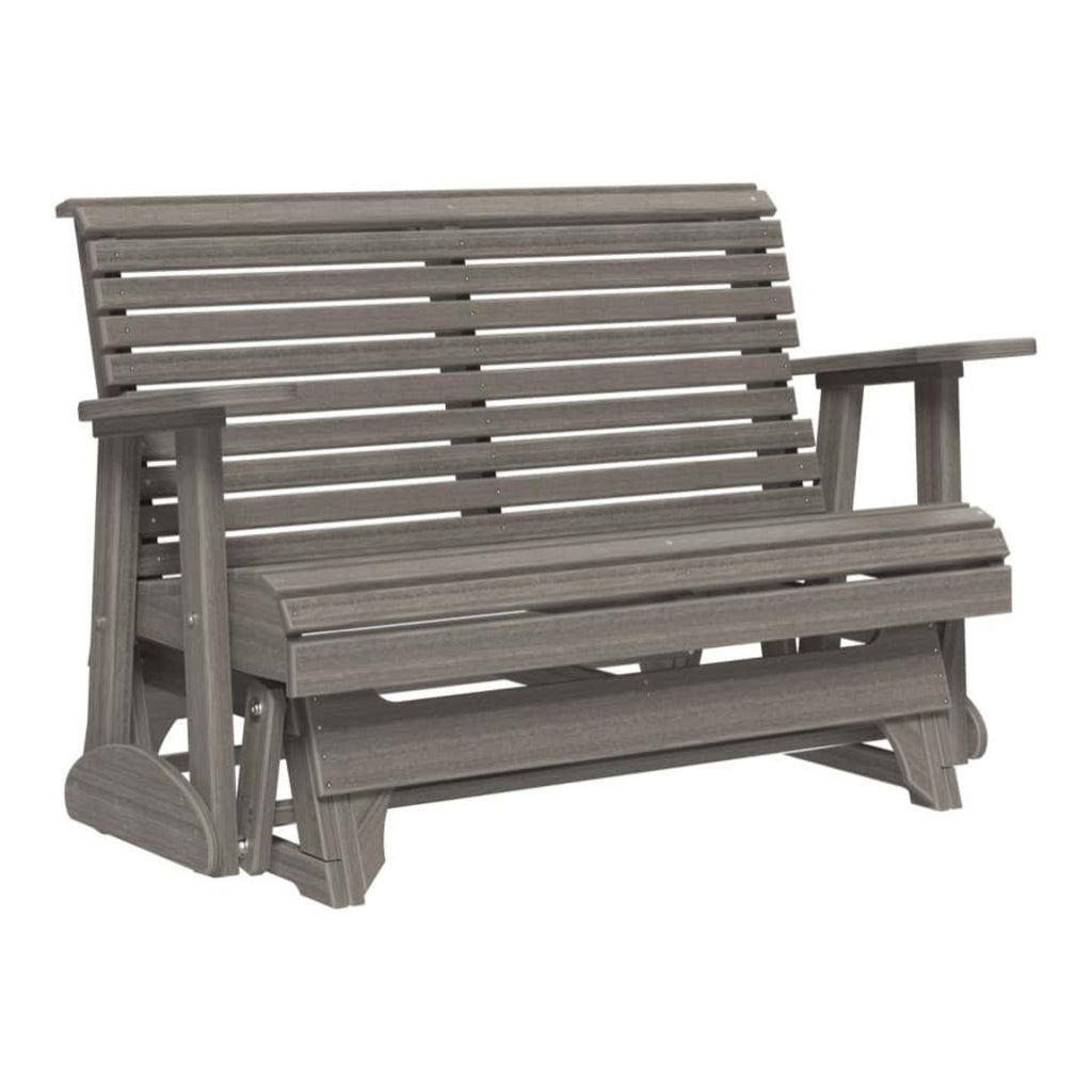 Gray wooden bench on a white background
