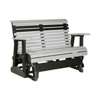Gray and black outdoor bench on a white background
