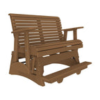 Brown wooden bench with slatted design on a white background