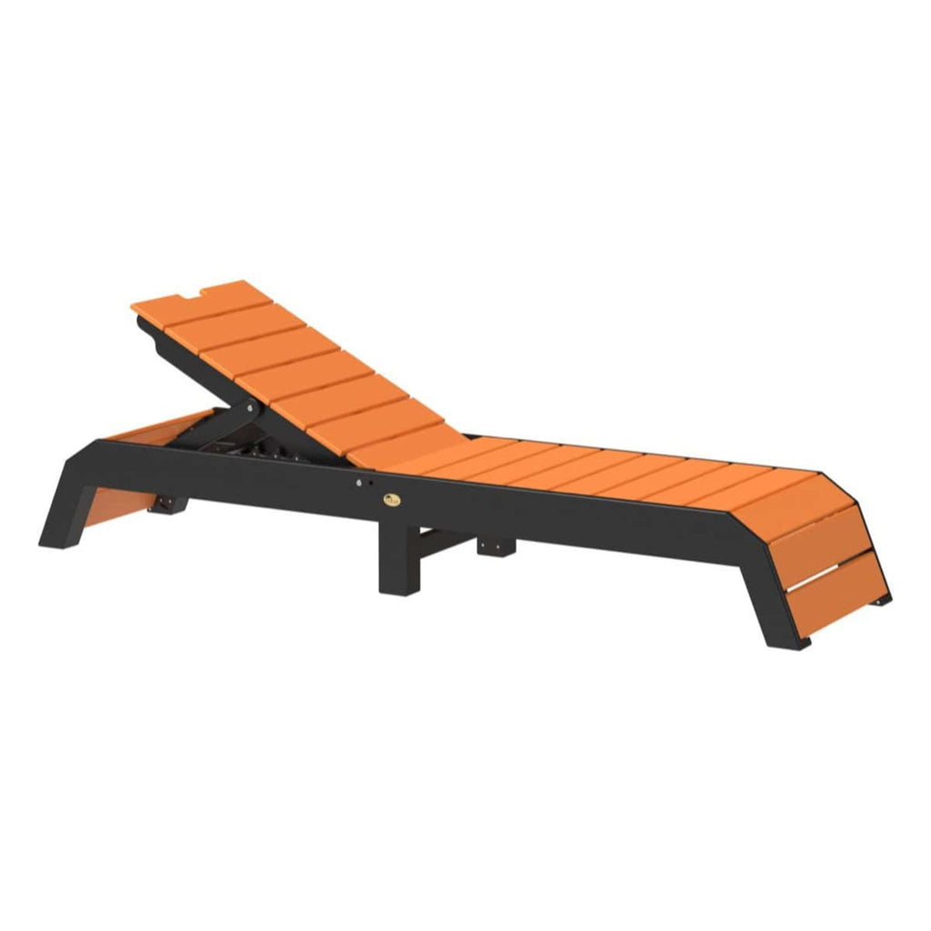 Orange and black adjustable lounge chair on a white background