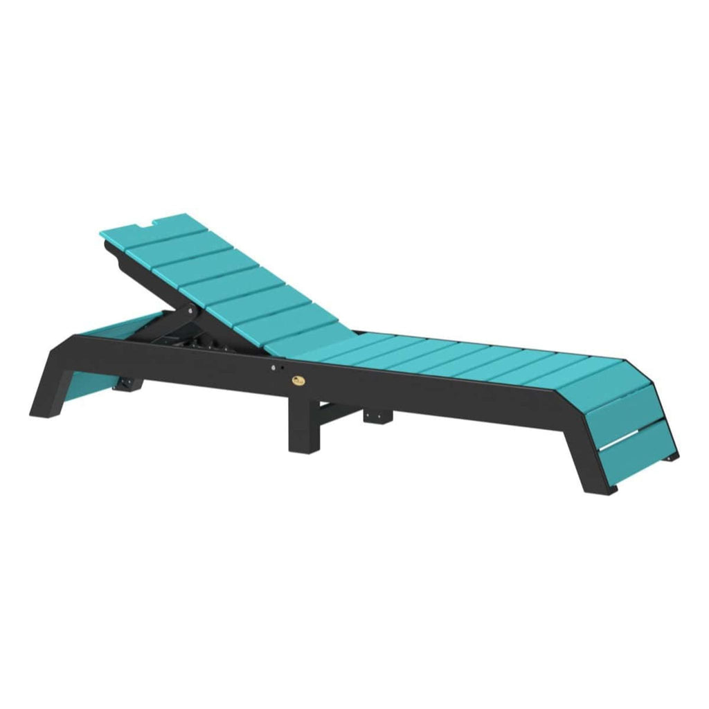 Turquoise lounge chair with black frame on a white background