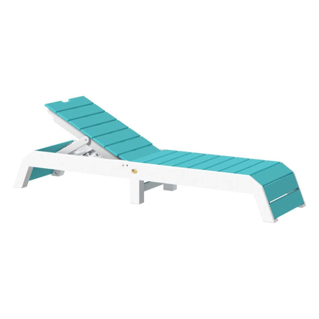 Turquoise and white lounge chair on a white background