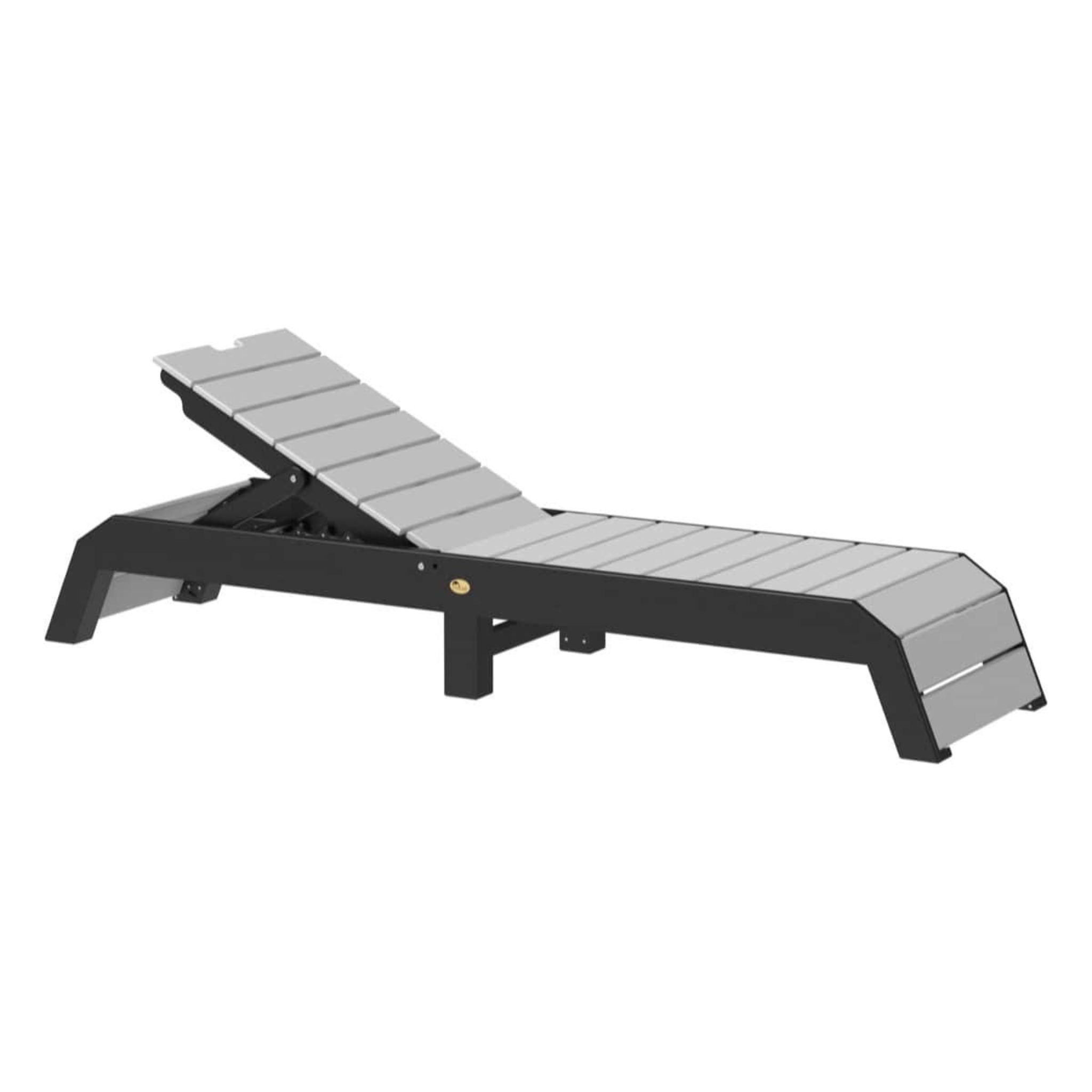 Gray lounge chair with black frame on a white background