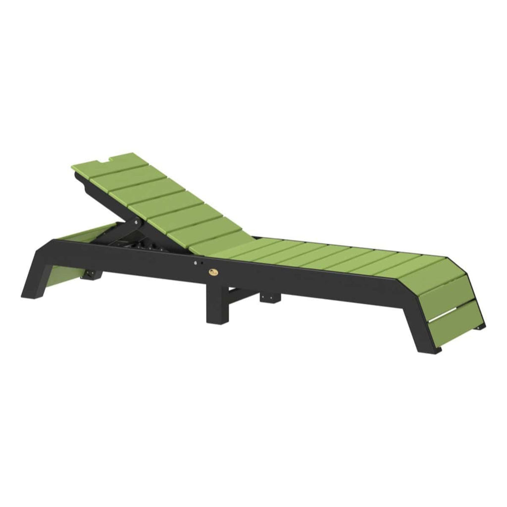 Green and black adjustable lounge chair on a white background