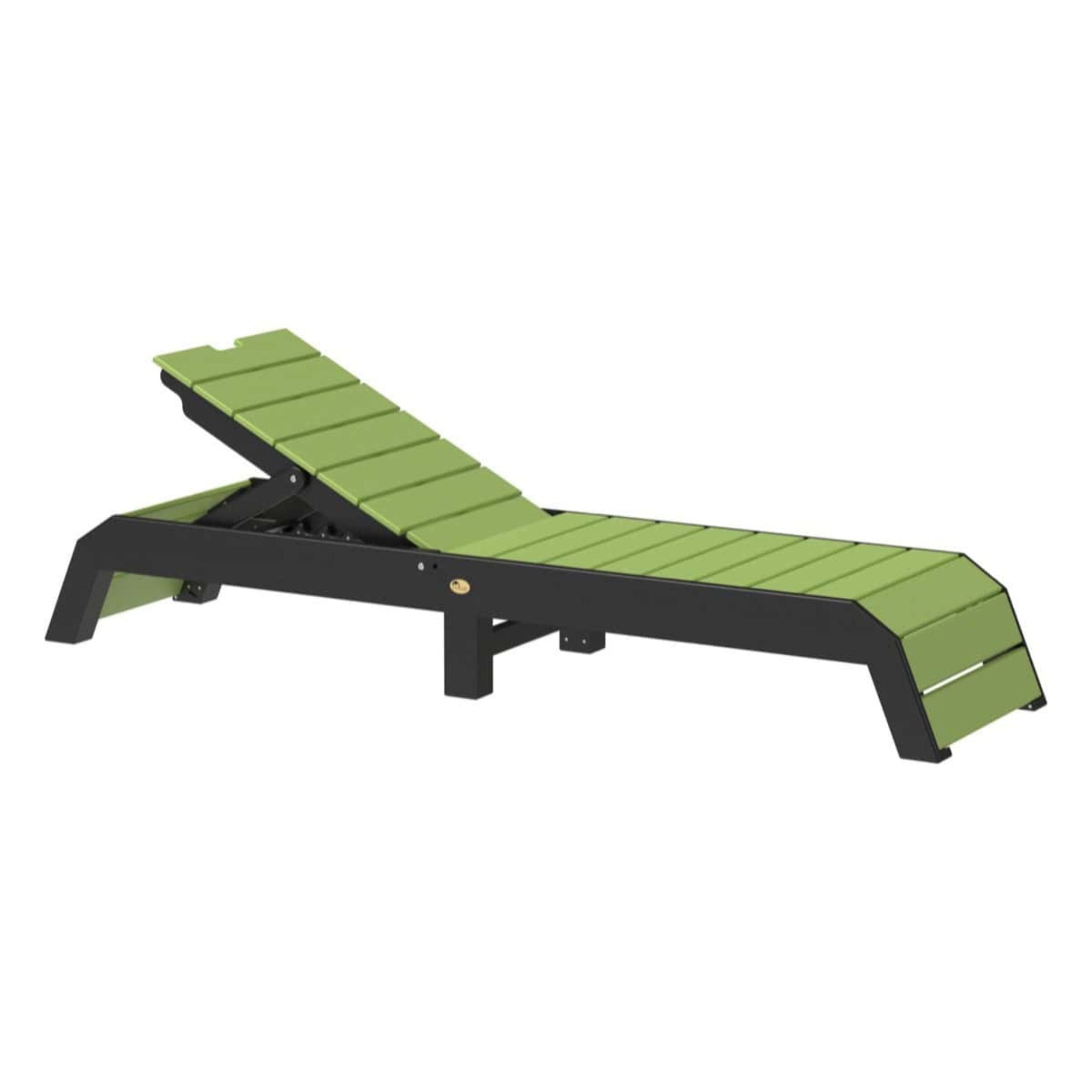 Green and black adjustable lounge chair on a white background