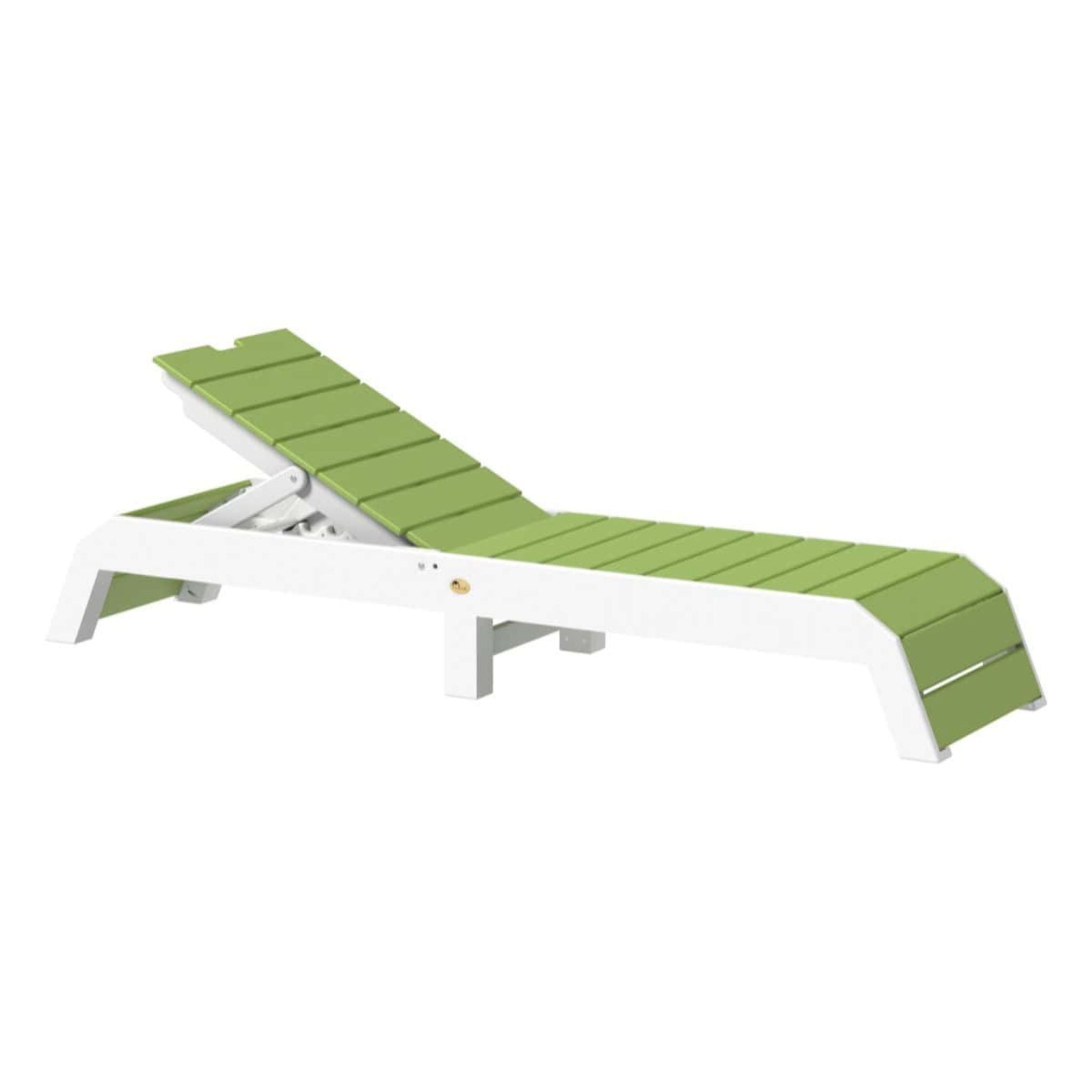 Green and white adjustable lounge chair on a white background