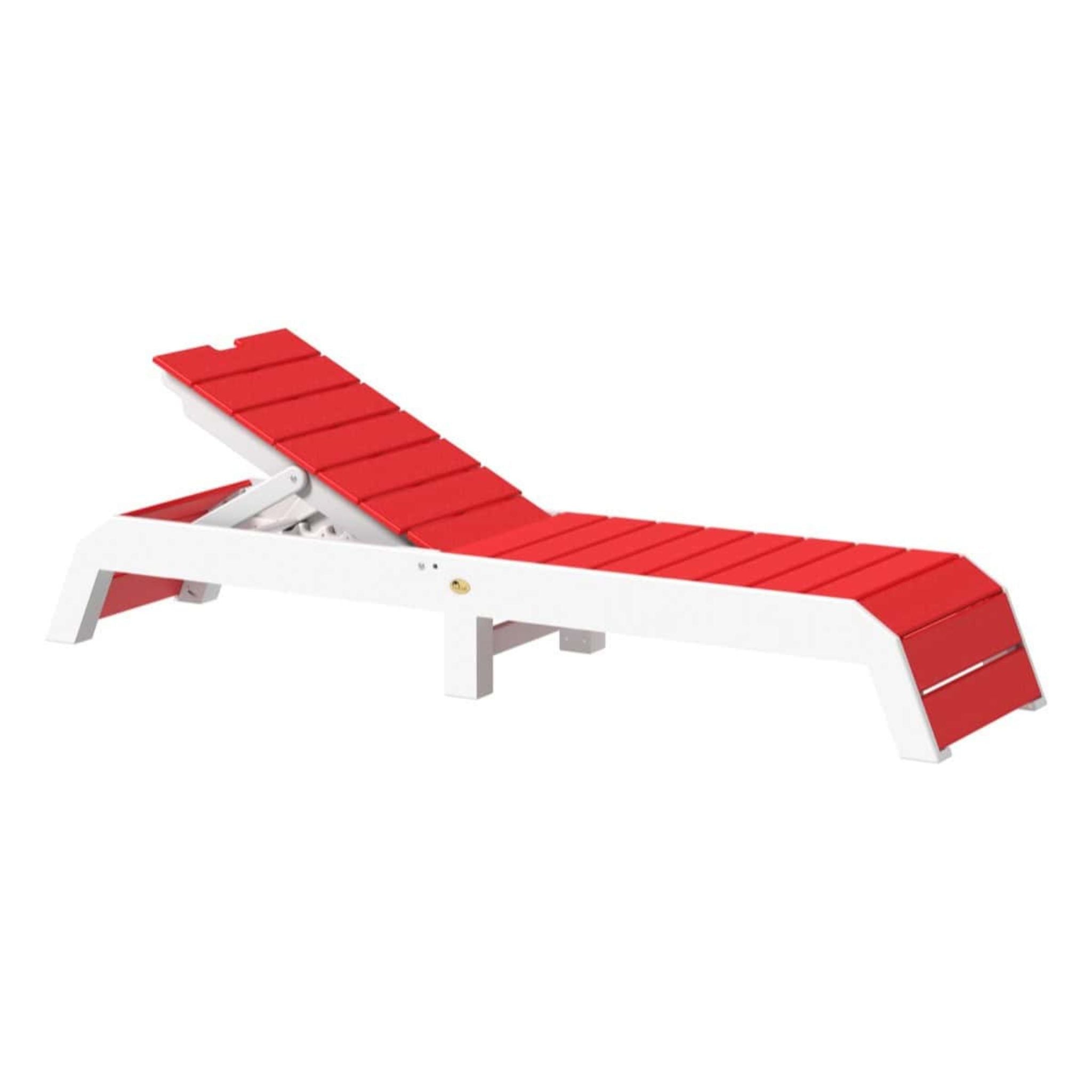 Red and white lounge chair on a white background