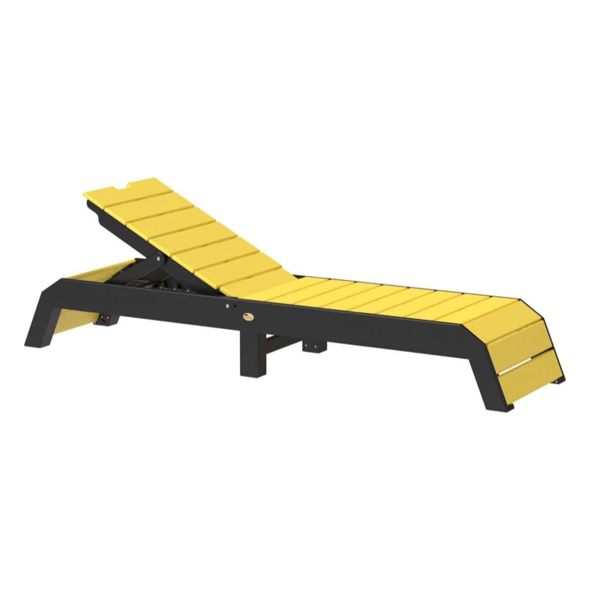 Yellow lounge chair with black frame on a white background