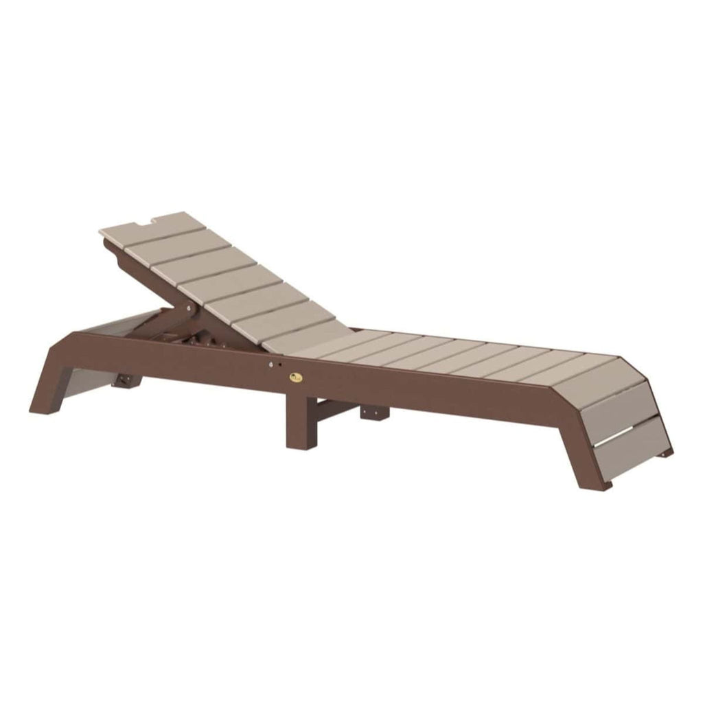 Beige and brown outdoor lounge chair on a white background