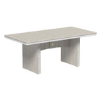 Gray outdoor table with a white top on a white background