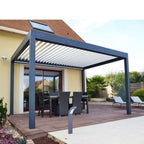 Patio with pergola, outdoor furniture, and garden area