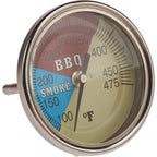 Barbecue thermometer with temperature markings on a white background