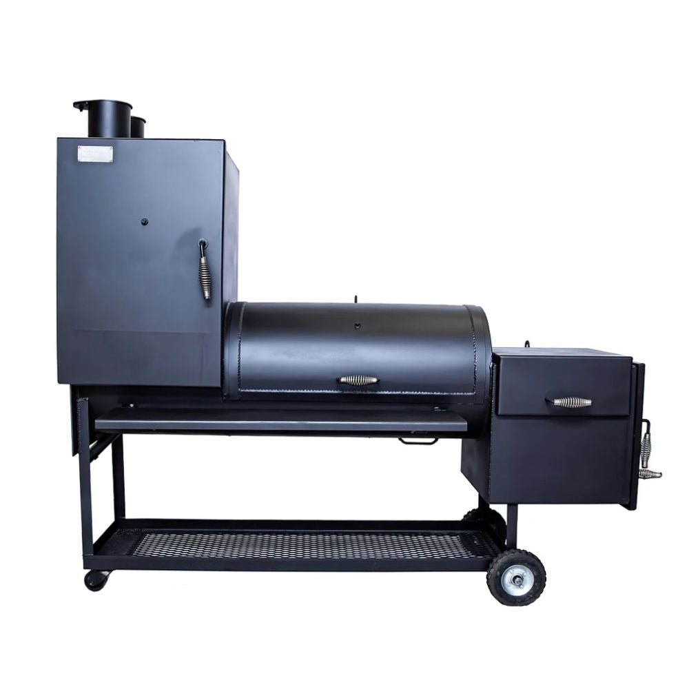 Black barbecue smoker on a white background