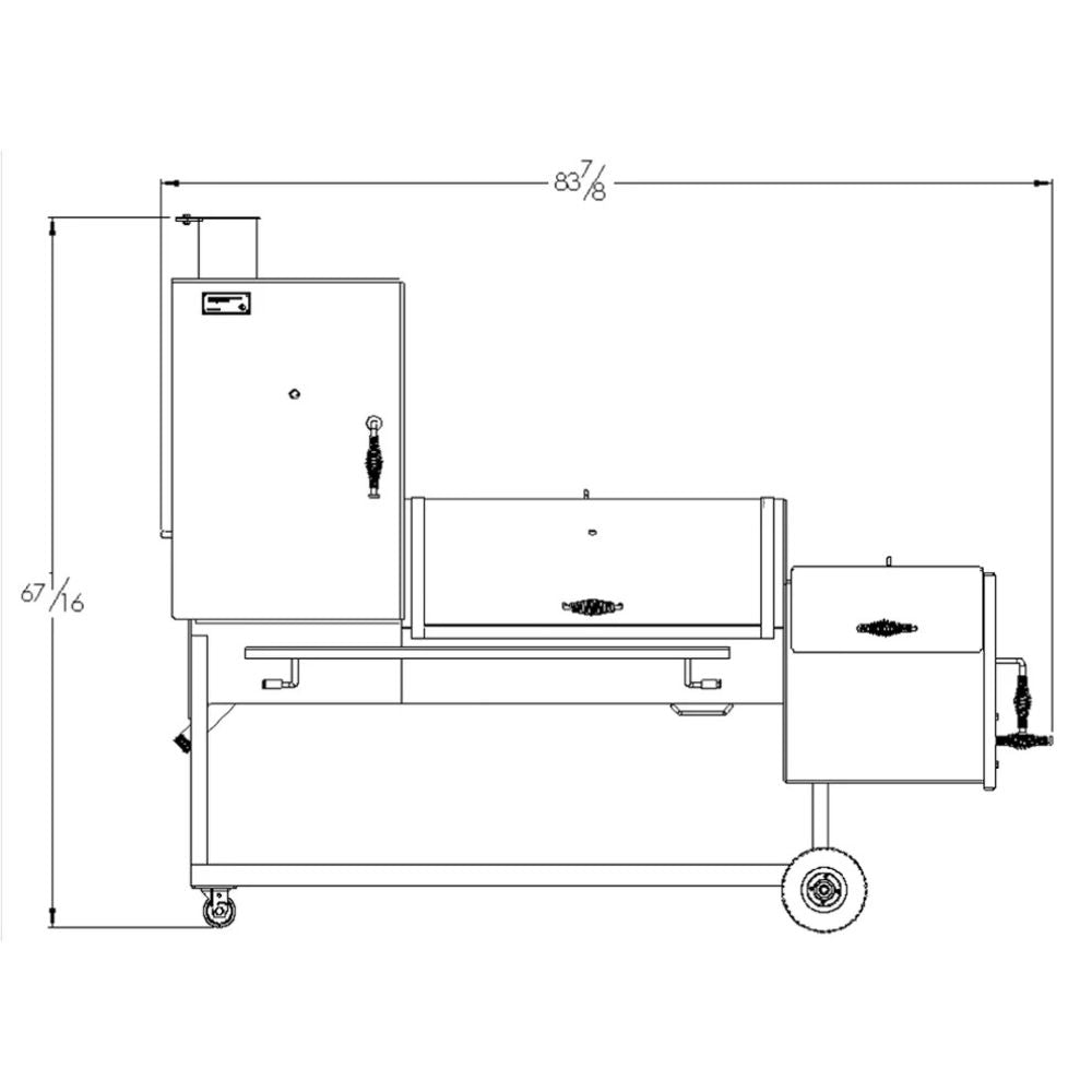 Technical drawing of a piece of equipment with dimensions