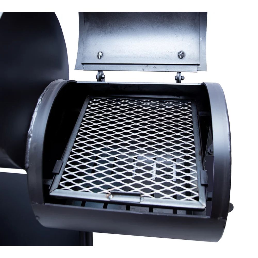 Close-up of a grill with a metal grid on a white background