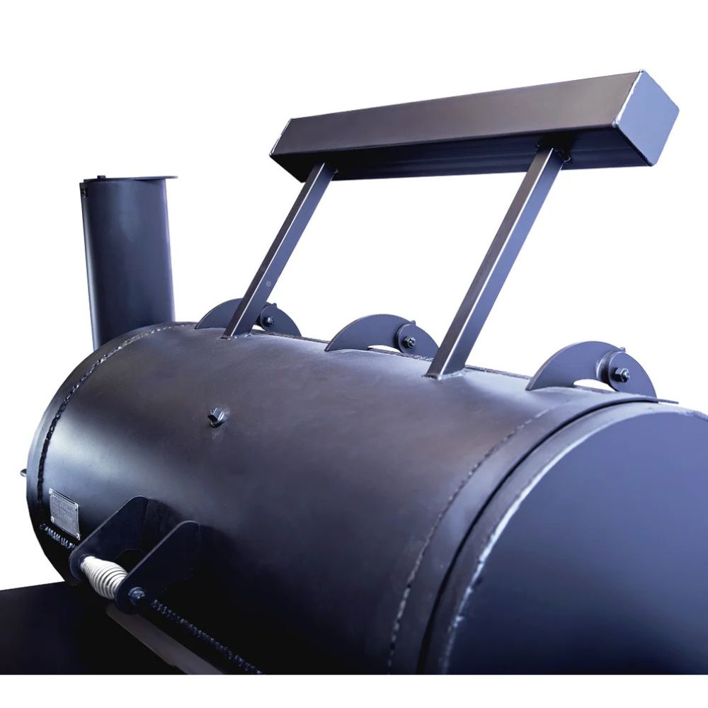 Black barbecue smoker with a white background