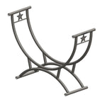 Metal arch with star designs on a white background