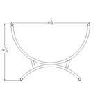 Technical drawing of a circular object with dimensions