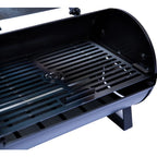 Black metal grill on a white background
