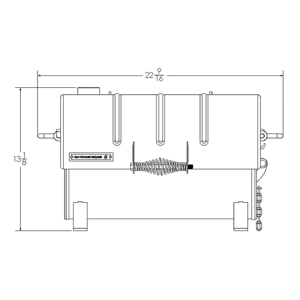 Technical drawing of a mechanical component with dimensions