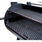 Metallic grill with a grid pattern on a white background
