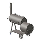 Barbecue smoker on wheels with a white background