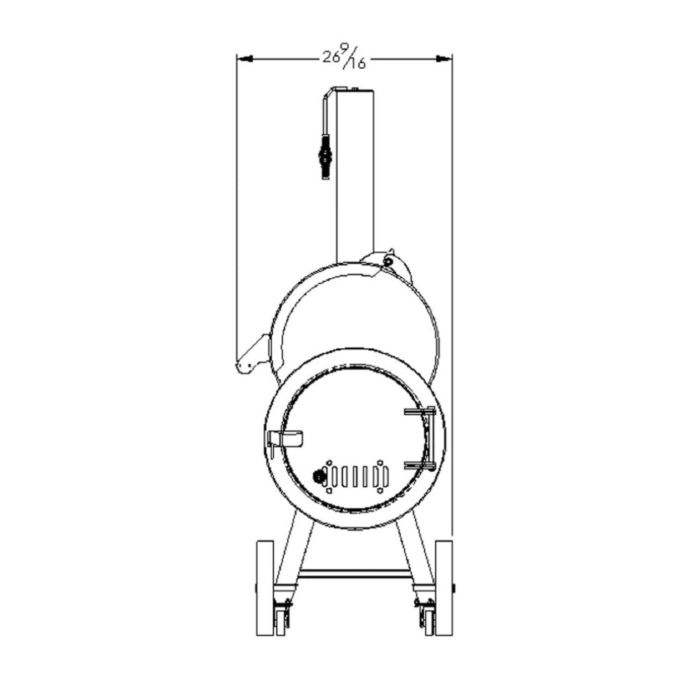Technical drawing of a cylindrical object with dimensions on a white background