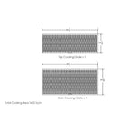 Measurement chart of top and main cooking grates with dimensions on a white background