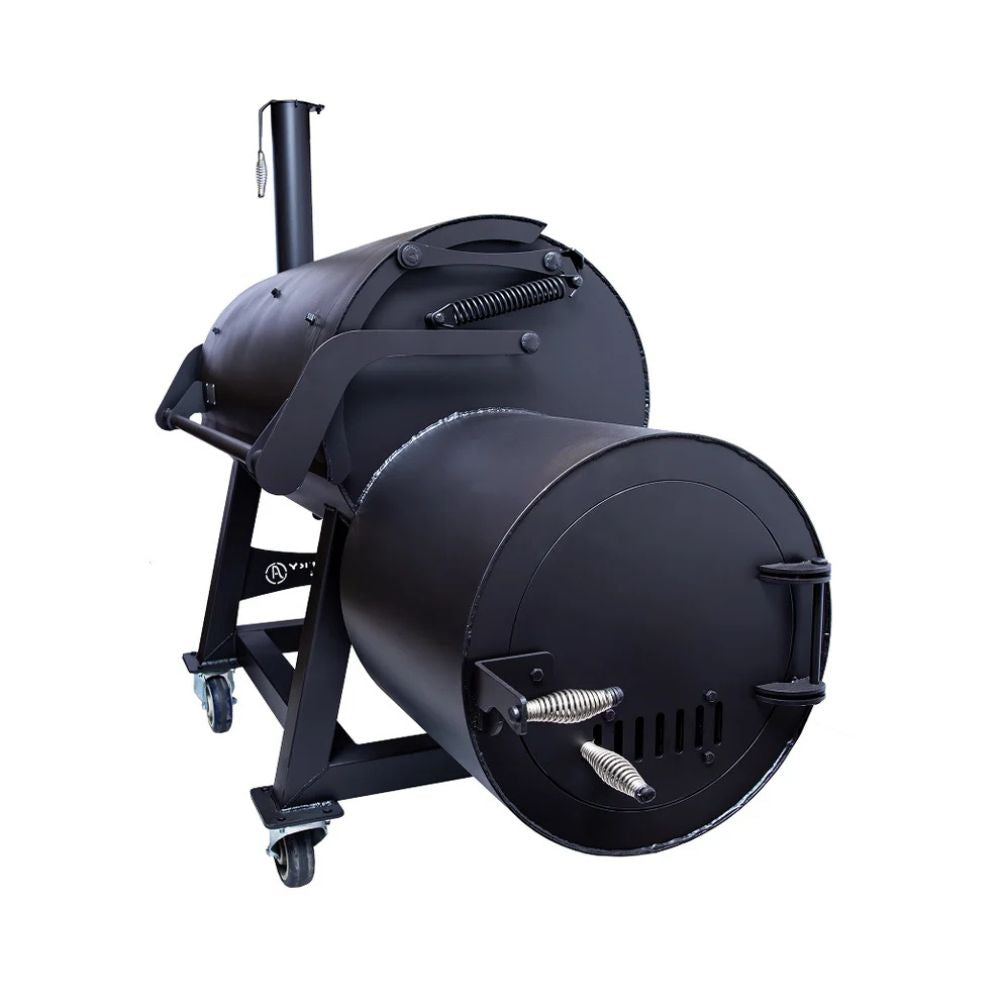 Black barbecue smoker on a white background