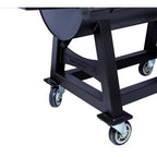 Black barbecue grill with wheels on a white background