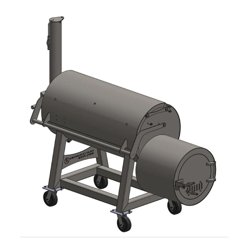 Barbecue smoker on wheels with a white background