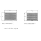 Diagram of two grill cooking grates with dimensions on a white background