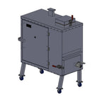 Industrial metal cabinet with wheels on a white background