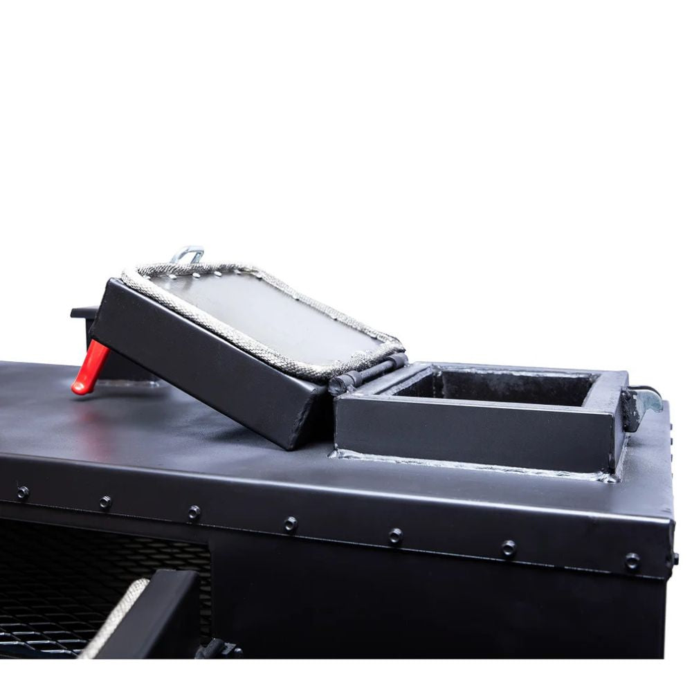 Barbecue grill with open lid on a white background