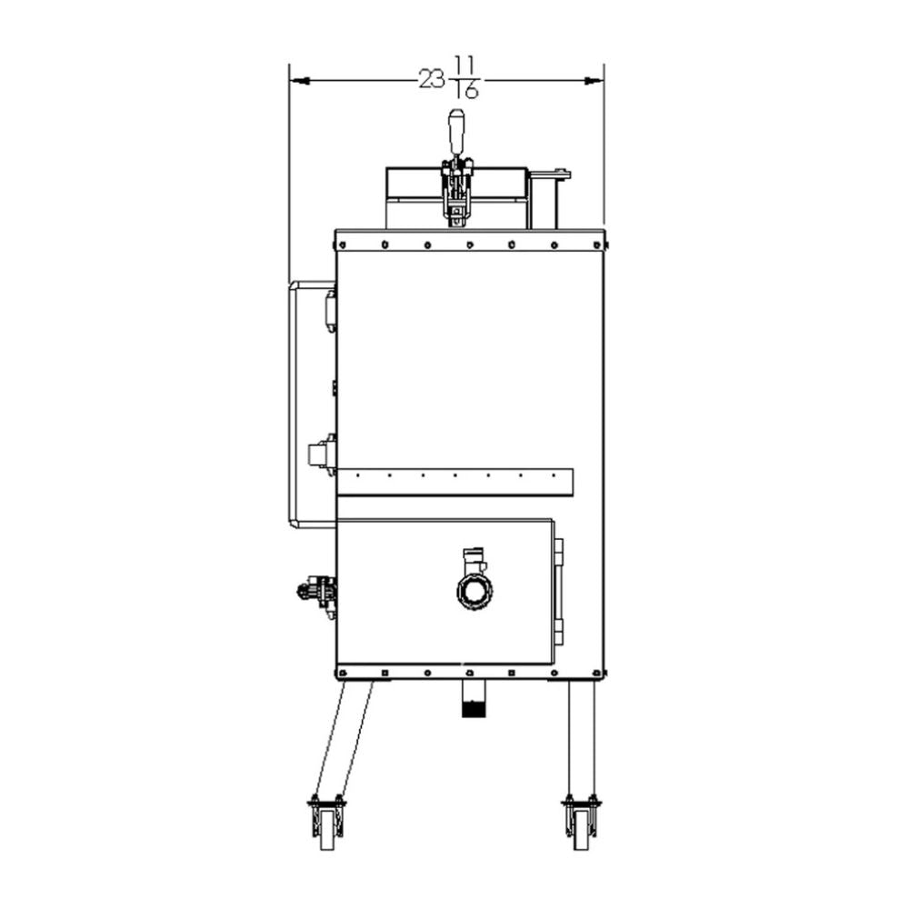 Technical drawing of a mechanical component with dimensions on a white background