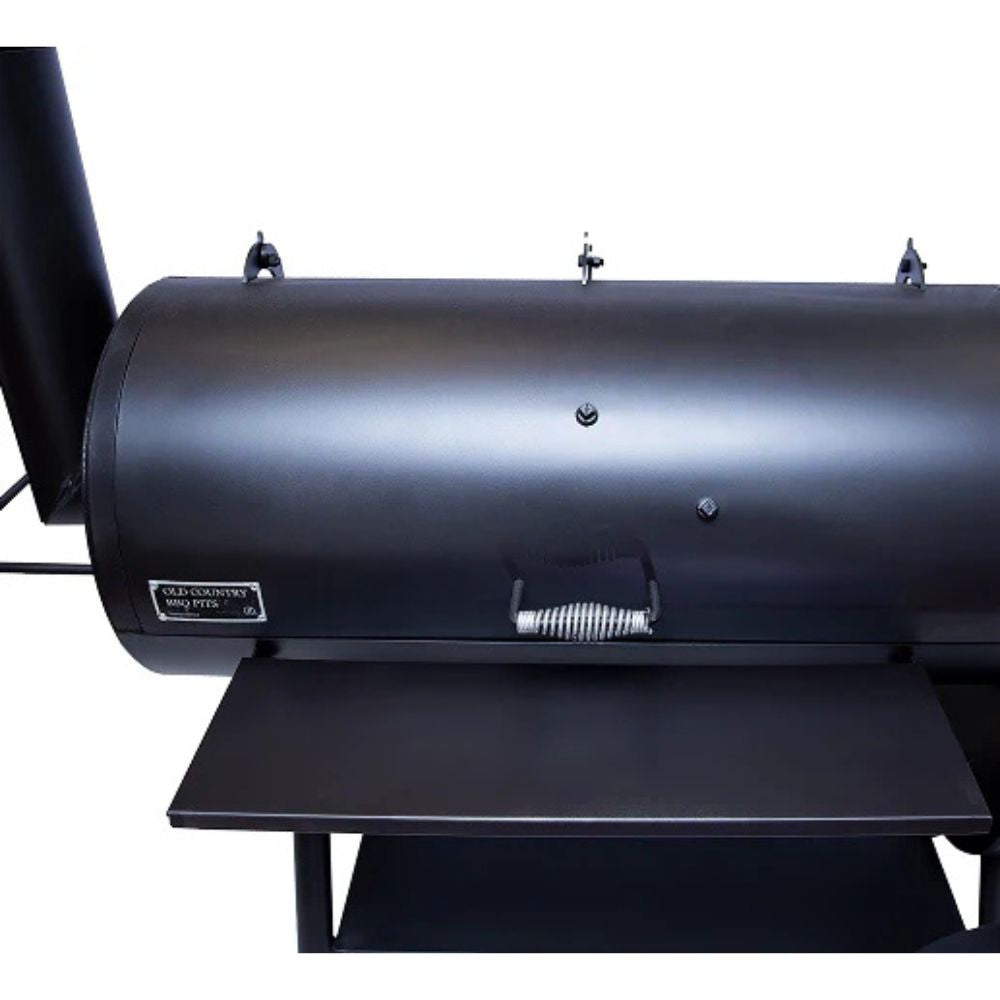 Black cylindrical barbecue smoker on a white background
