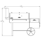 Technical drawing of a cart with dimensions labeled