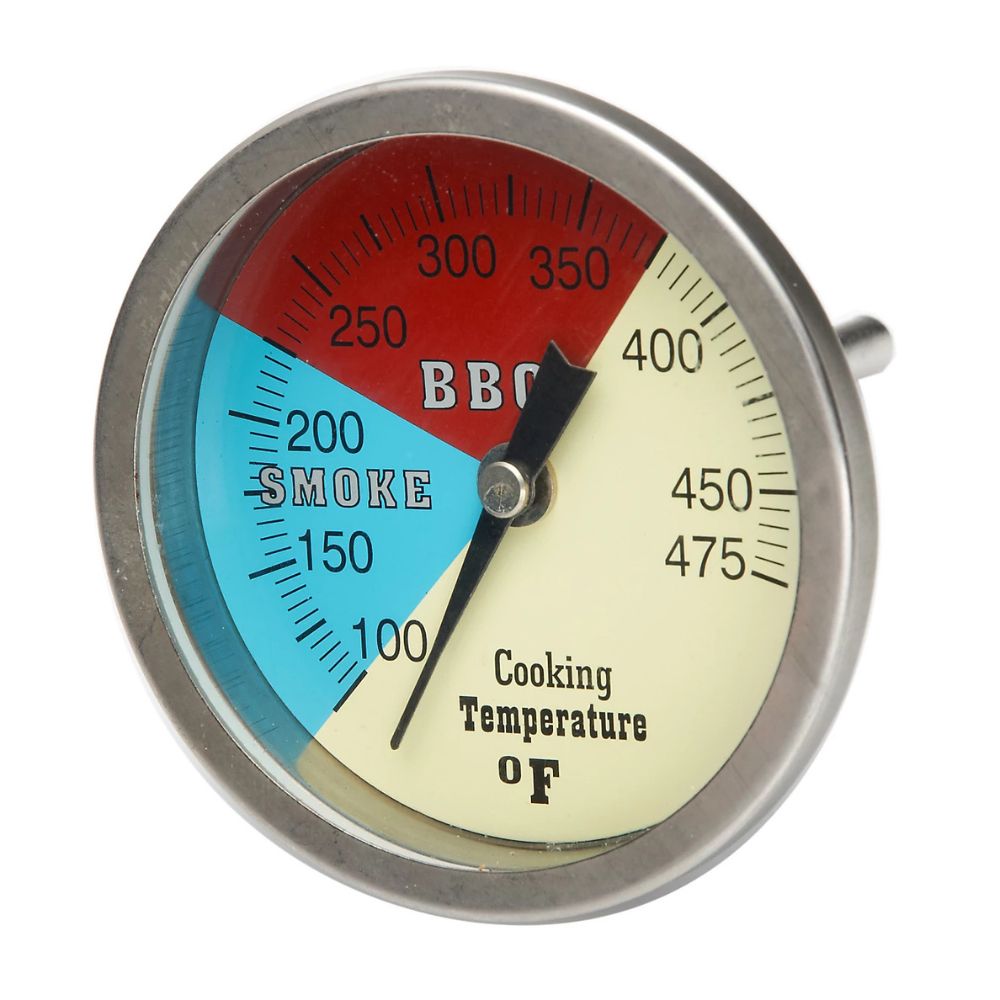 Barbecue thermometer with temperature markings on a white background